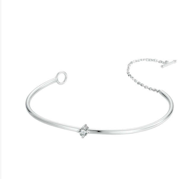 sterling silver platinum plated sparkling zircon thin bracelet