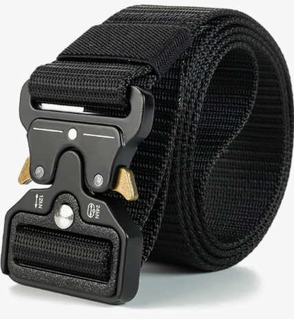 BAAD Men&#039;s Nylon Belt, Military Tactical Belts, Breathable Canvas Belt with Zinc Alloy Buckle 130cm Adjustable (Black)