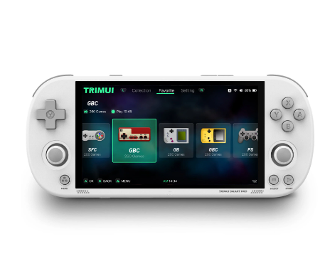 HANHIBR Trimui Smart Pro 4.96Inch IPS Screen Handheld Game Console 128GB Open Source Pocket Console with Dual RGB Joystick Built-in 26 Simulators 1200
