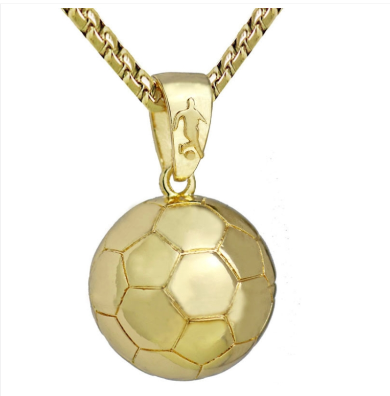 2 pieces for sale Three-dimensional sports ball pendant necklace, style: Men&#039;s football 18k gold