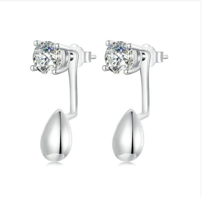 S925 sterling silver platinum-plated drop-shaped women&#039;s earrings (SCE1713)