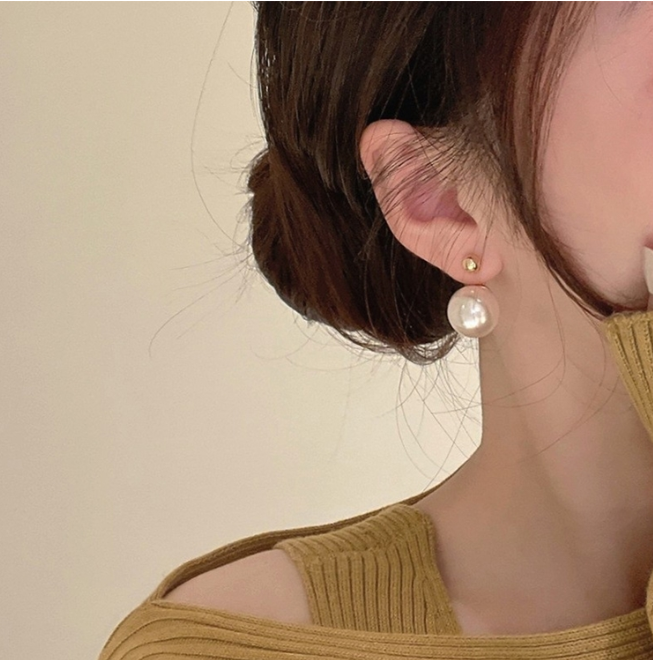 Elegant and luxurious pearl double-layer earrings with diamonds for ladies, specification: EH1562 pair