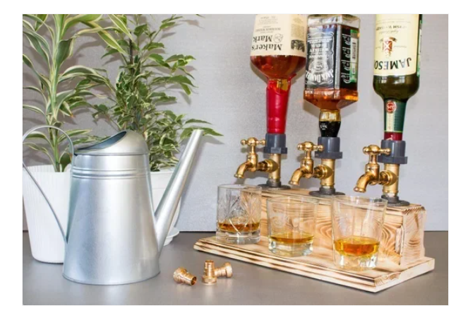 Wooden Faucet Shape Whiskey Drinks Dispenser
