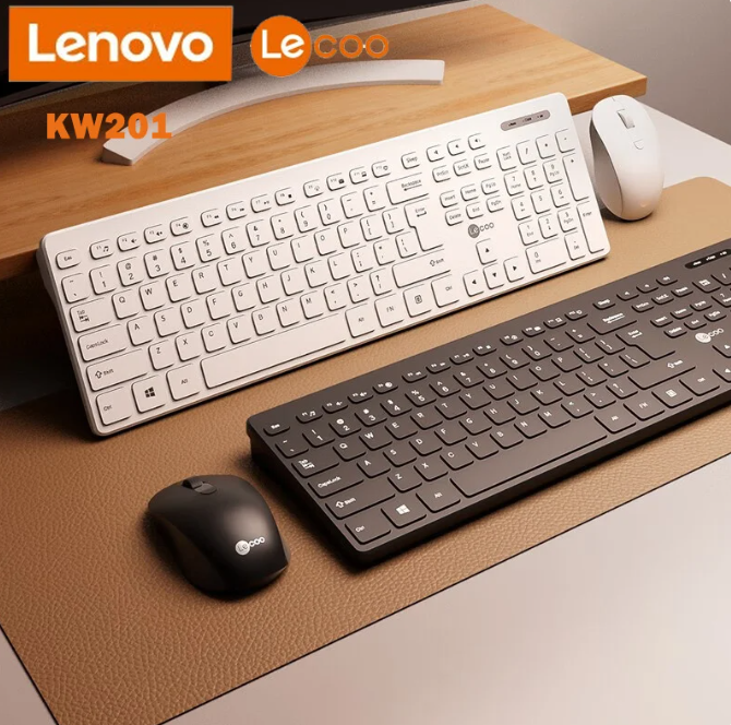New Lenovo KW201 Wireless Keyboard Office Game Dust Mouse Keyboard Keys 104 Set for Laptop Desktop Windows 98/2000/XP/10/11