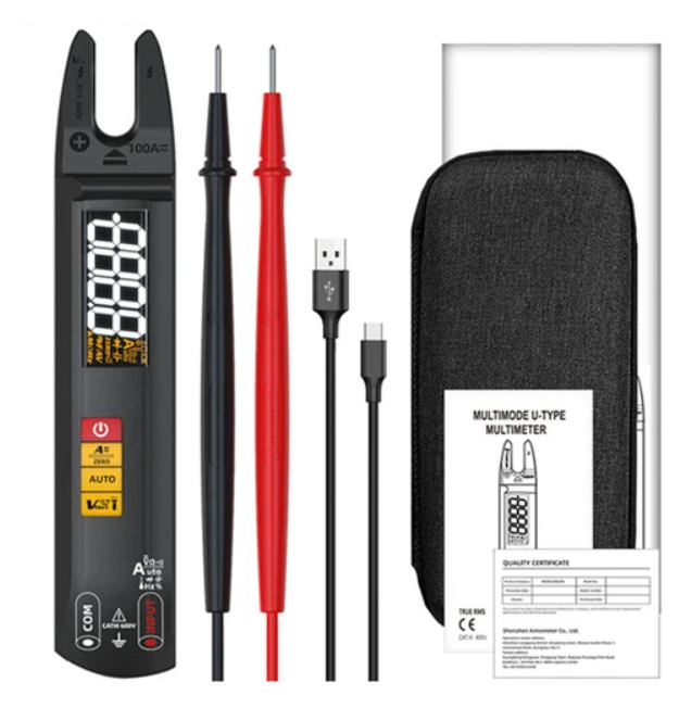 THE BSIDE U1 Digital Clamp Multimeter, Electric Tester Pen, Bright LED Flashlight, DC AC 100A Pliers, T-RMS Current