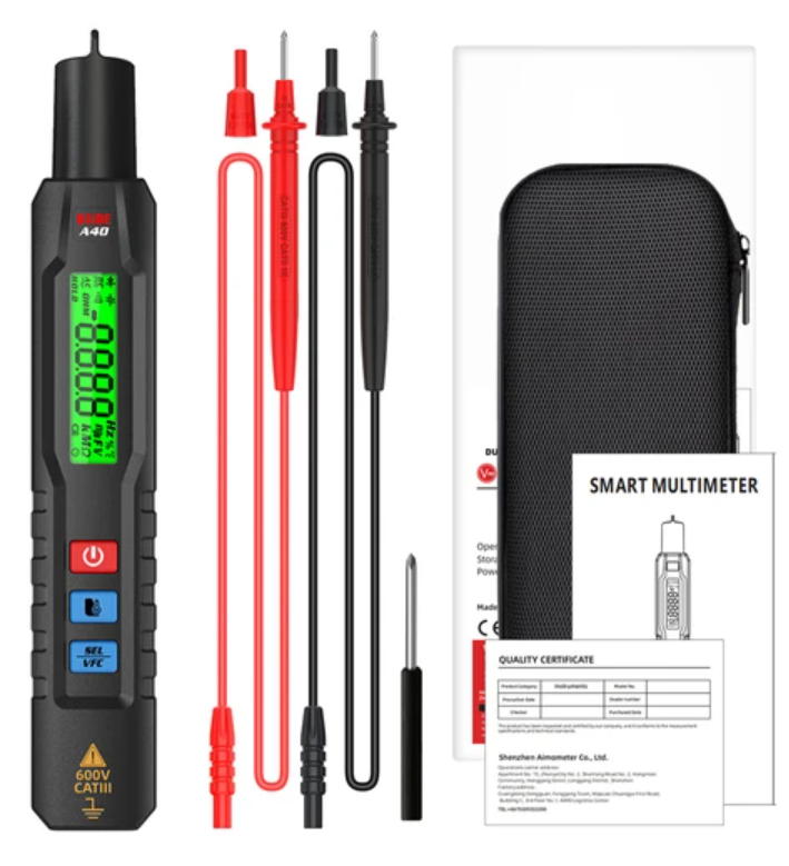 BSIDE A40 Intelligent Digital Multimeter, Infrared Temperature-testing, Non-Contact Electric Volt Pen, AC DC Dual Mode Thermometer, NCV VFC Alarm, Liv