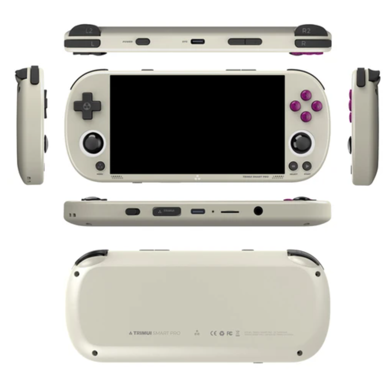 TRIMUI Smart Pro Game Console with 256GB TF Card, 4.96in 720P IPS Screen, Linux OS, 1GB RAM/8GB Storage, 5 Hours Playtime - Grey