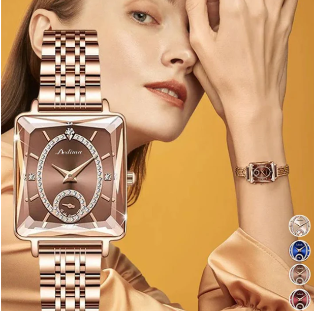 Fashion Square Ladies Rose Gold Diamond Watch $32.99 Regular price$44.99Sale priceSale