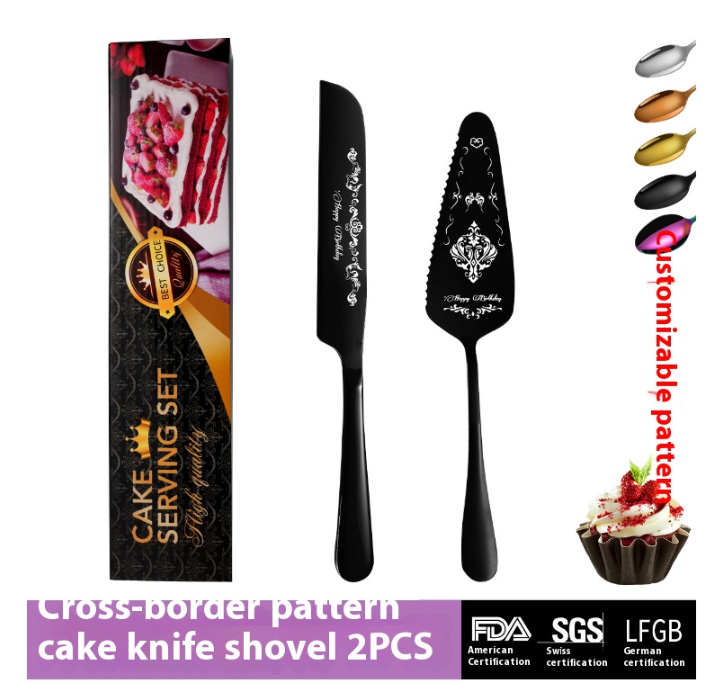 Amazon&#039;s most popular pattern cake knife and spatula 2/4/8 piece set creative bread knife pizza cheese knife cake spatula