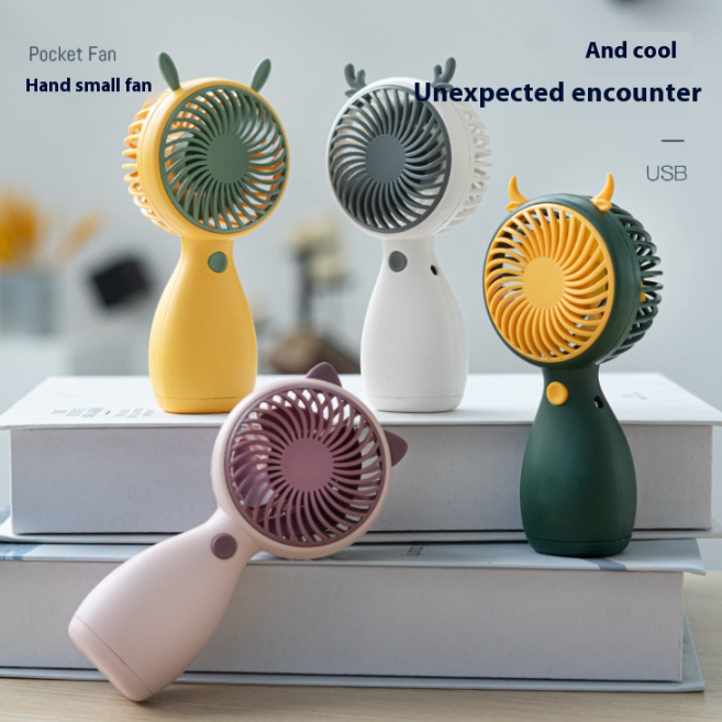 2024 New Hot Selling Cartoon Handheld Small Fan USB Charging Lanyard Fan Portable Pocket Desktop Fan