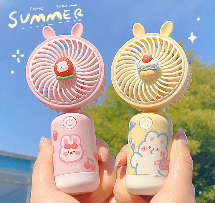 Handheld small fan portable 2024 new charging cute halter neck cartoon children&#039;s gift printable logo gift