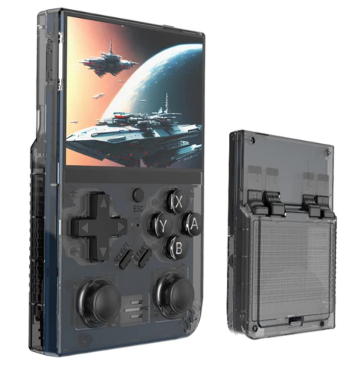 R35 Plus Handheld Game Console, 3.5 Inch 640*480 IPS Screen, Linux System, 128GB TF Card, 3000mAh Battery, 6 Hours of Playtime - Black