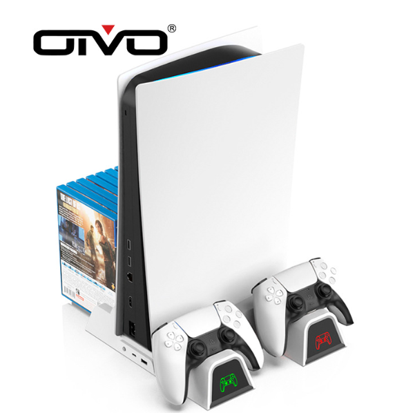 OIVO PS5 host multi-functional fan cooling base white PS5 handle dual charging storage disc rack