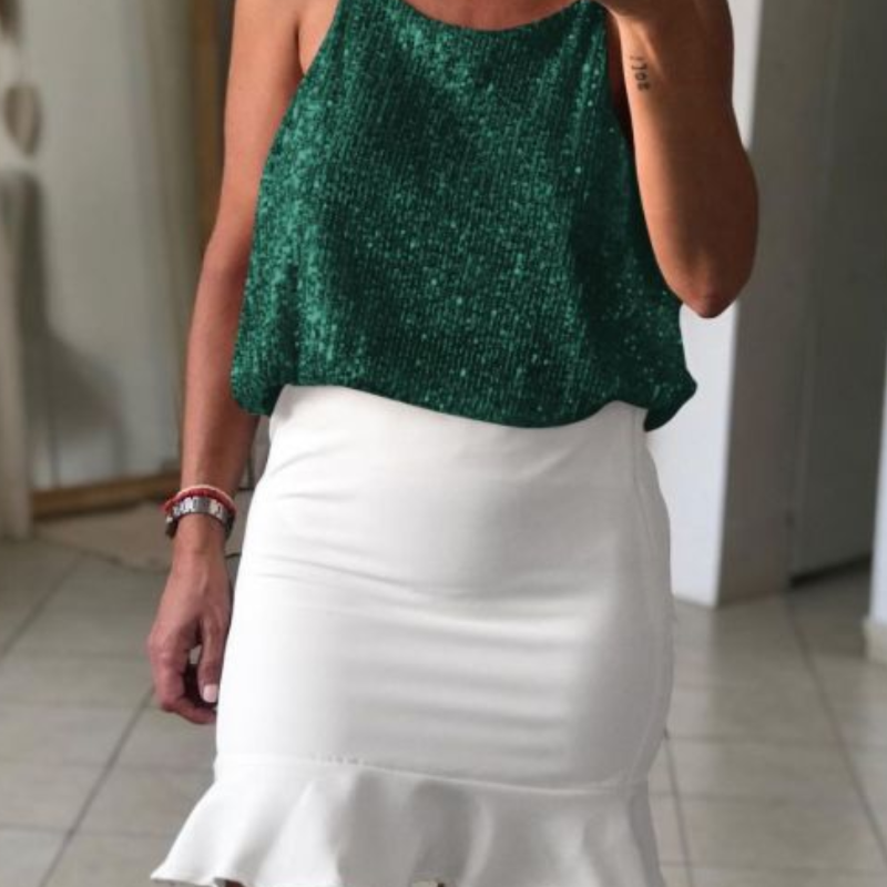 GMD women&#039;s clothing sequin deep V Front and back casual top wear sexy hot girl