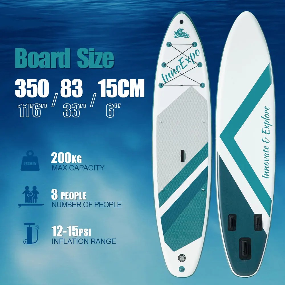 [EU Direct] InnoExpo 350*83*15CM Inflatable Paddle Board 200kg Heavy Duty Capacity, Extra-Long Stable SUP Board for Adults &amp; Family, All-Round Sur