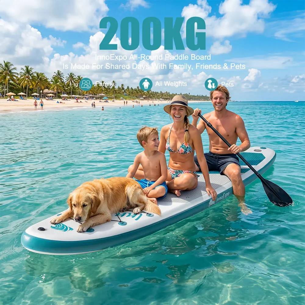 [EU Direct] InnoExpo 350*83*15CM Inflatable Paddle Board 200kg Heavy Duty Capacity, Extra-Long Stable SUP Board for Adults & Family, All-Round Sur