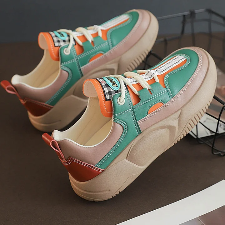 Women&#039;s Colorblock Thick Sole Walking Shoes