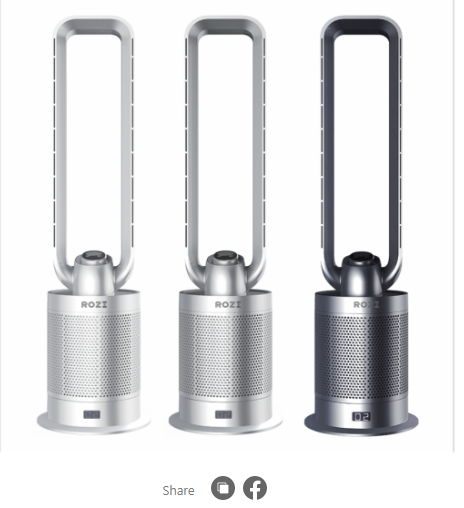 ROZI Tower Fan: Powerful Air Filtration, Negative Ion, 35W
