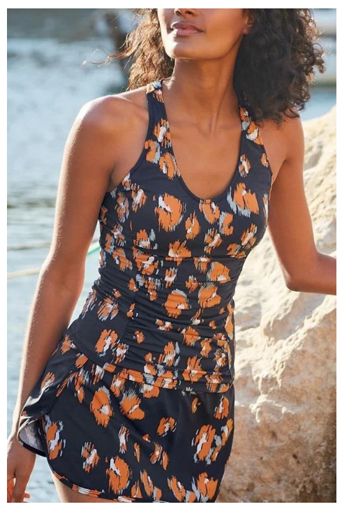 Tankini Set with Scoop Neckline for Active Wear
