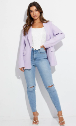 Purple Blazer Single Button Tailored