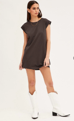 Graphic Grey Crew Short Sleeve T-Shirt Dress