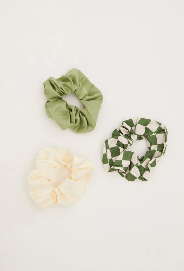 Green 3 Pack Scrunchies