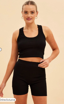 Bike Shorts in Black Prea Rib Design