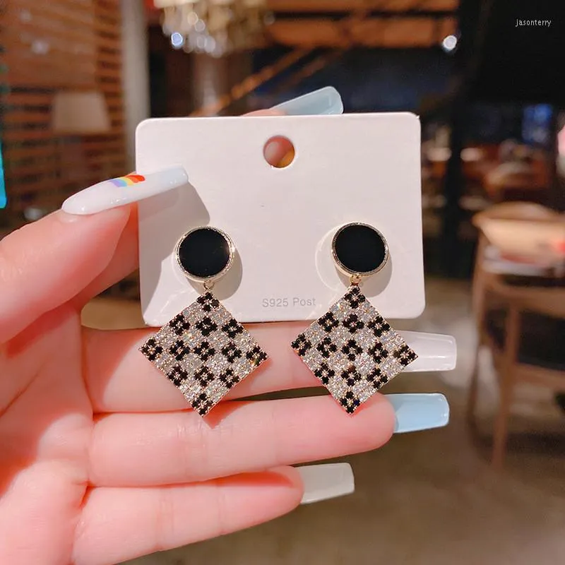 Dangle Earrings 2023 Korean Fine Fresh Crystal Drop Fashion Geometric Square Women Jewelry Girl&#039;s Accessories Senior