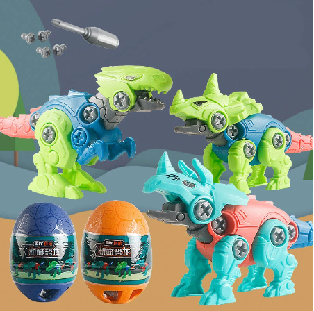 Children&#039;s Disassembly and Assembly Building Blocks DIY Assembly Screw Twisted Egg Blind Box Dinosaur Egg Random Style