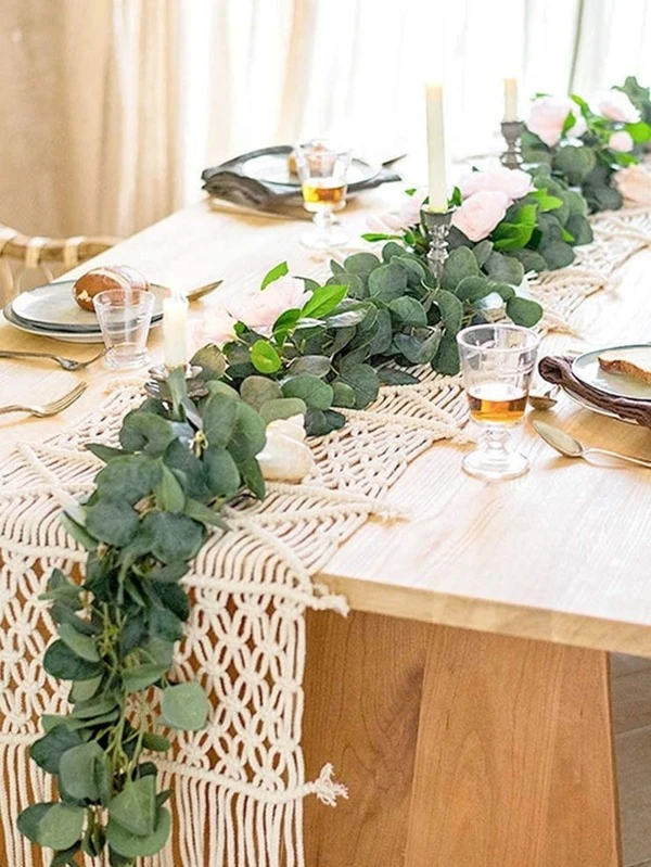 1pc 78.7inch Faux Silk Artificial Eucalyptus Vine, Ins Artificial Eucalyptus Garland For Wedding Party Home Table Indoor Outdoor Decoration