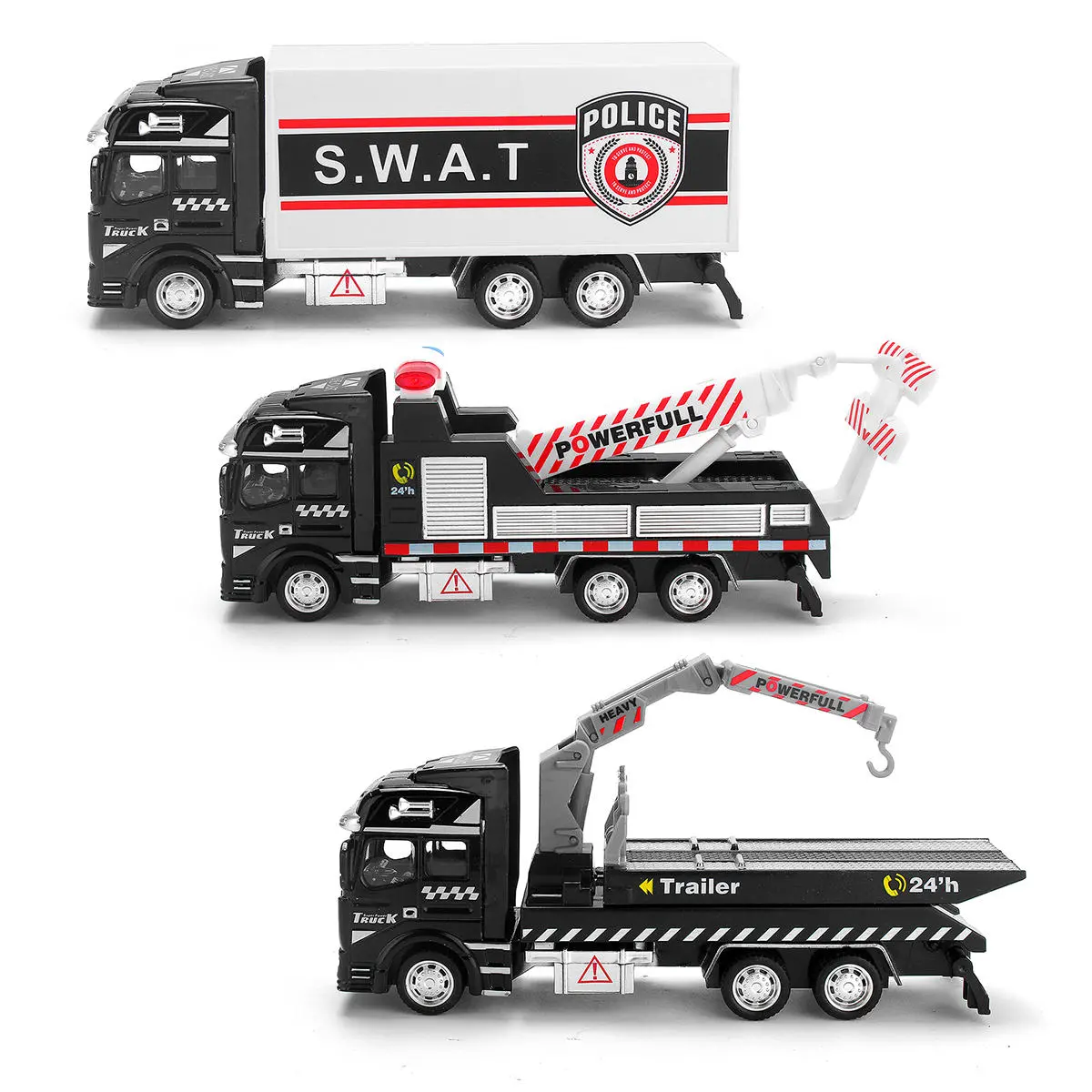 Mini Rescue Police Tow Truck: Alloy Car Model Toy