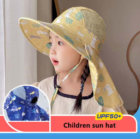 Kids&#039; Adjustable Sun Hat with Wide Brim and Chin Strap