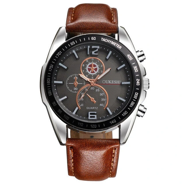 Business Men&#039;s Watch with Quartz Movement and Leather Strap - NO.2