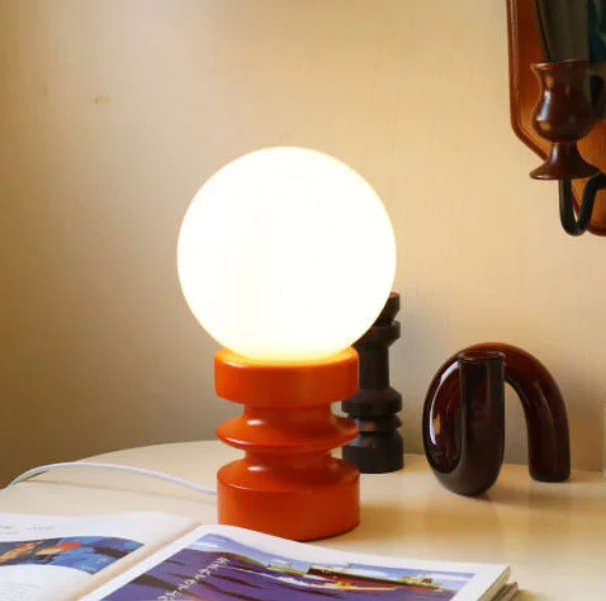 Vintage Orange Solid Glass 1-Light Table Lamp