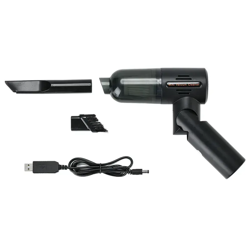 Compact, Efficient Car Vacuum Cleaner with Battery Display &amp; USB Charging