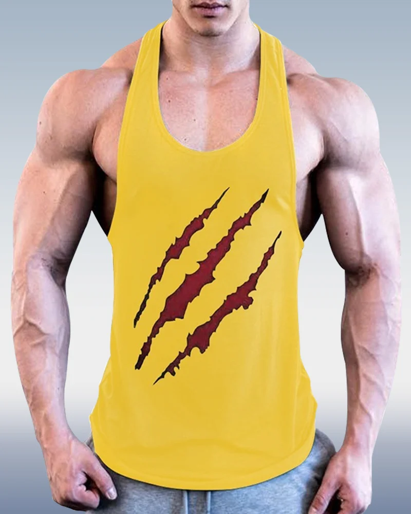 Yellow Scratch Tank Top for Men&#039;s Sports