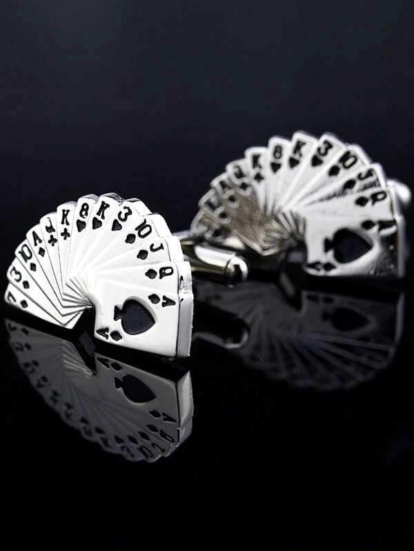 1pair Business Playing Card Design French Style Cufflinks For Men&#039;s Suit Decoration