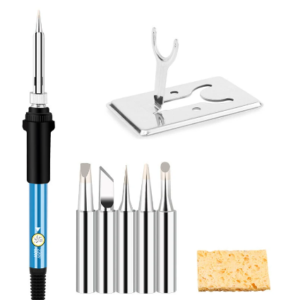 220V 60W 200℃-450 ℃ Steel Plastic and Aluminum Alloy Adjustable Temperature Soldering Tools Kits - 220V EU Plug