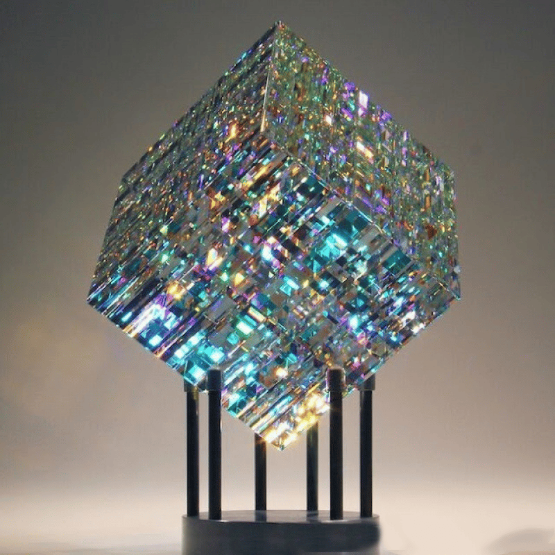 Crystal sculpture table ornament magic chromaticity cube