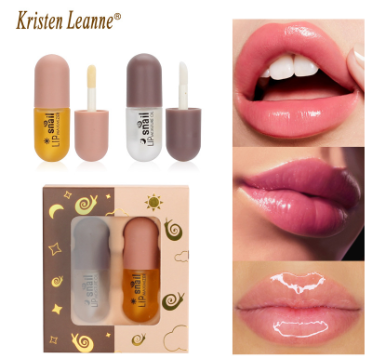 Lip Plump  Hot  Snail Lip Plumping Liquid Moisturizing Hydrating Lip Oil Lip Gloss Doodle Lip Set