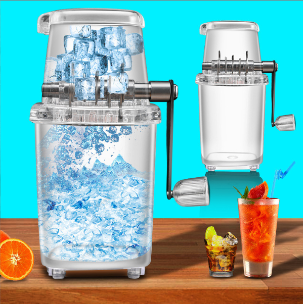 Small household manual ice crusher transparent multi-purpose hand-crank ice shaver DIY
