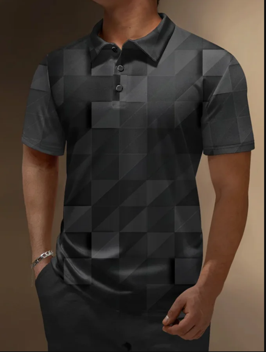 Men&#039;s Vintage Print Casual POLO Shirt