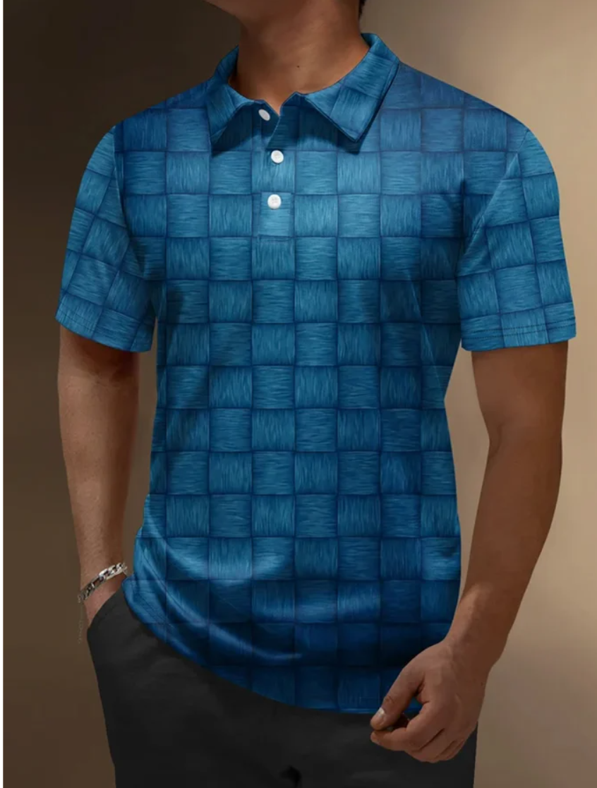 Men&#039;s vintage printed casual polo shirt