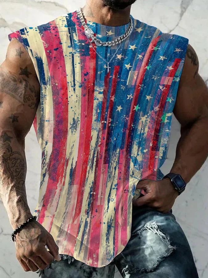Men&#039;s 4th of July Flag Print Casual Tank Top