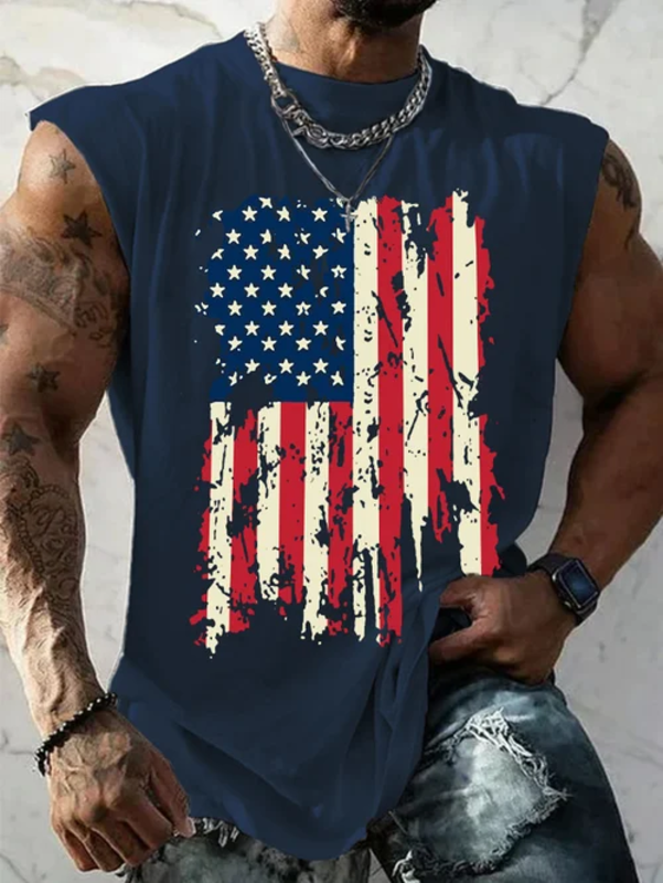 Men&#039;s Vintage America Flag Print Casual Vest