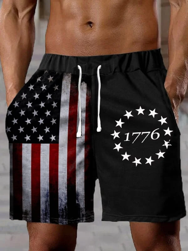 Men&#039;s Vintage Flag Printed Shorts