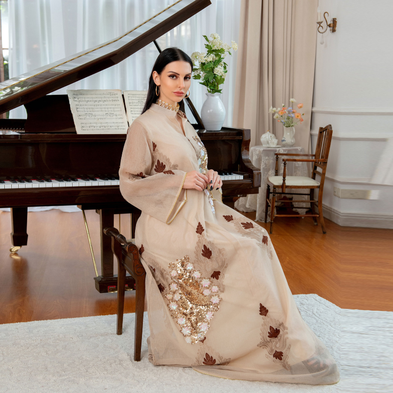 AB162 foreign trade independent station 2021 Middle East cross-border women&#039;s Muslim evening dresses beaded embroidered dresses female