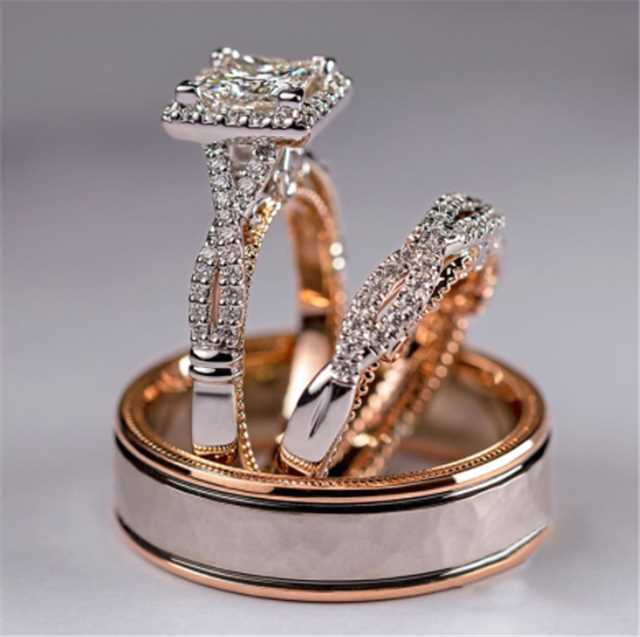 Cao Shi hot selling three sets of rings  separation sparkle zircon ring European and American ladies luxury engagement ring