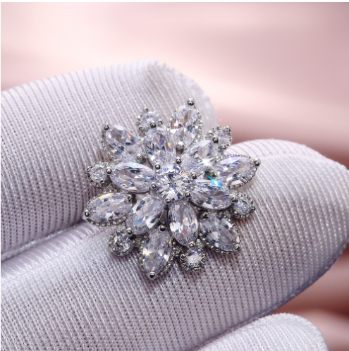 Cao Shi ebay new luxury sun flower double zircon women&#039;s earrings Fashion women&#039;s copper earrings accessories