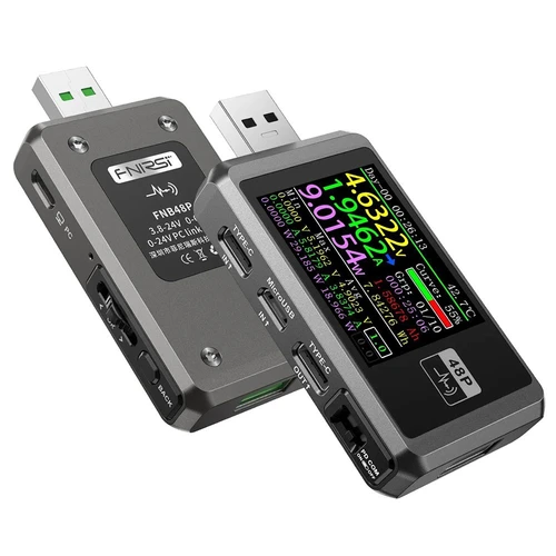 FNIRSI FNB48P USB Voltage Current Tester with Bluetooth, Fast Charge Detection, 4-24V Voltage, 6.5A High Current, 4 Function Curves, 5 Ports, Multipl